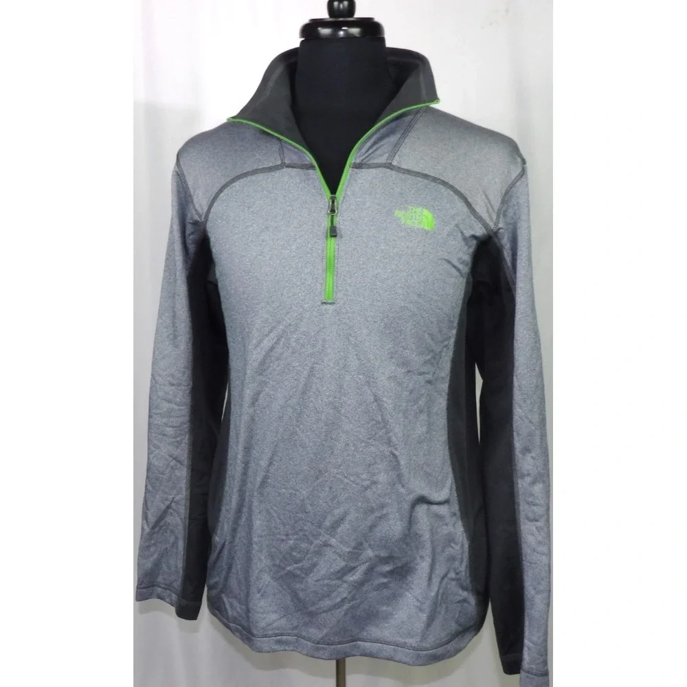 The North Face 100% Polyester Gray Pull Over 1/4 Zip Athletic Jacket Men's Large